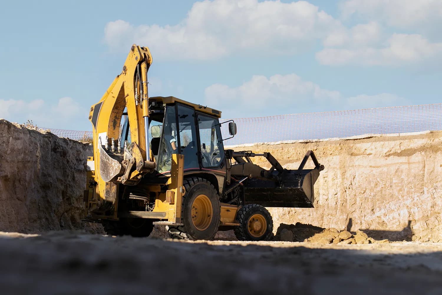 Heavy equipment on a construction site